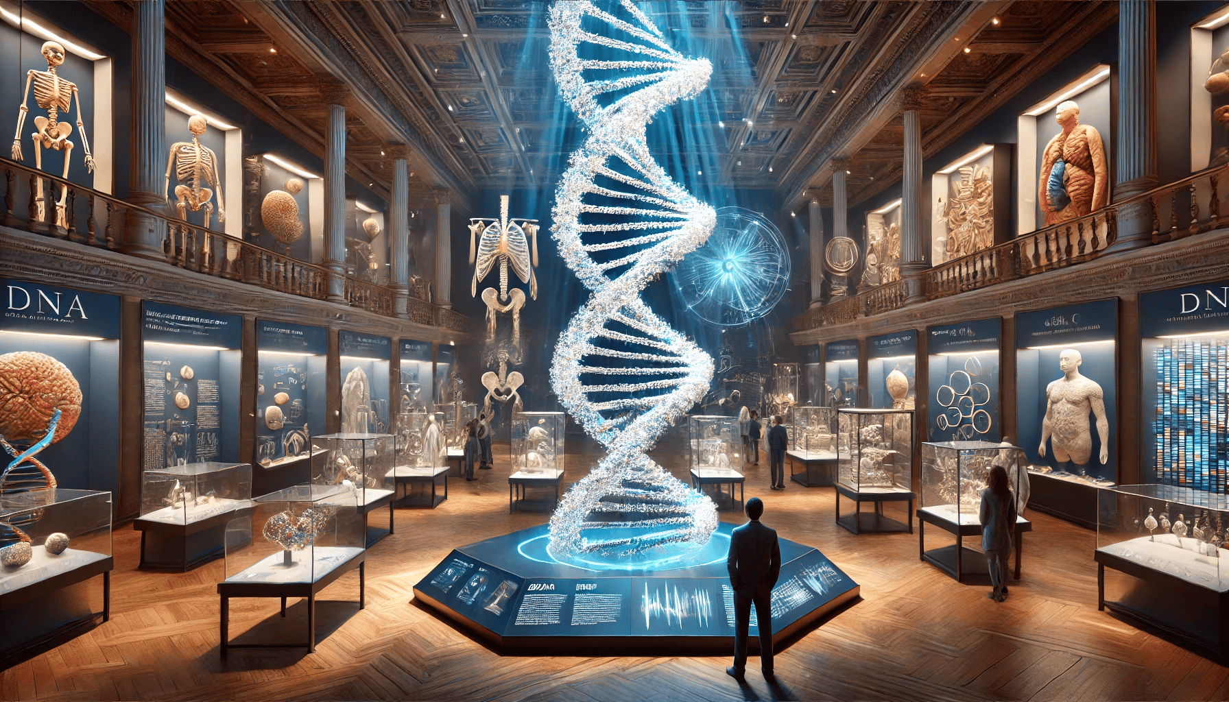 Biology and Medicine exhibit with DNA model